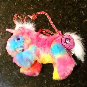 Small rainbow unicorn plush purse